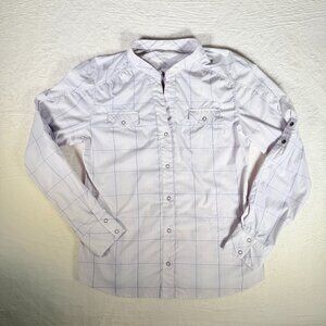 Reel Legends Womens Shirt Long Sleeve Snap‎ Button Medium Zipper Side Pocket